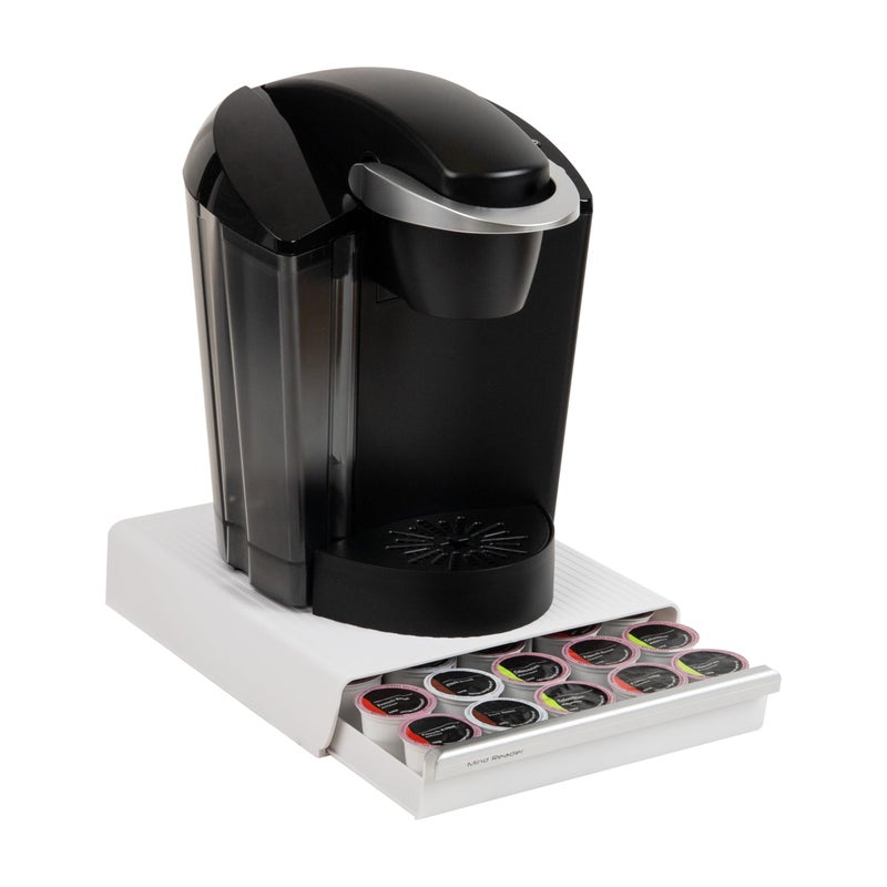 Mind Reader Single Serve Coffee Pod Drawer, 30 Pod Capacity, Countertop Organizer, 10.5"L x 12.75"W x 2.5"H, White - Image 1